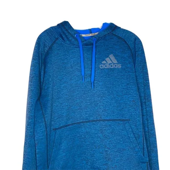 Adidas Mens Blue Pullover Hoodie L Climawarm - Picture 2 of 4